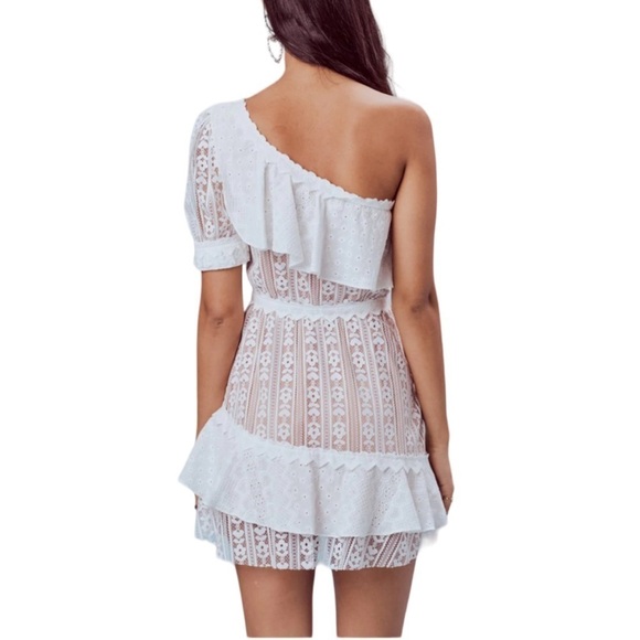 For Love and Lemons Lovebird Heart Eyelet Lace Mini Dress - White - Size Small - Picture 3 of 9